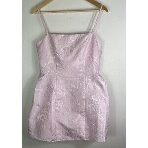 Lena Pastel Pink Jacquard Dress Med HOCO Coquette Bow Corset Special Occasion